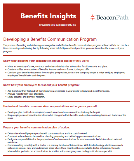 Benefits Comm Program
